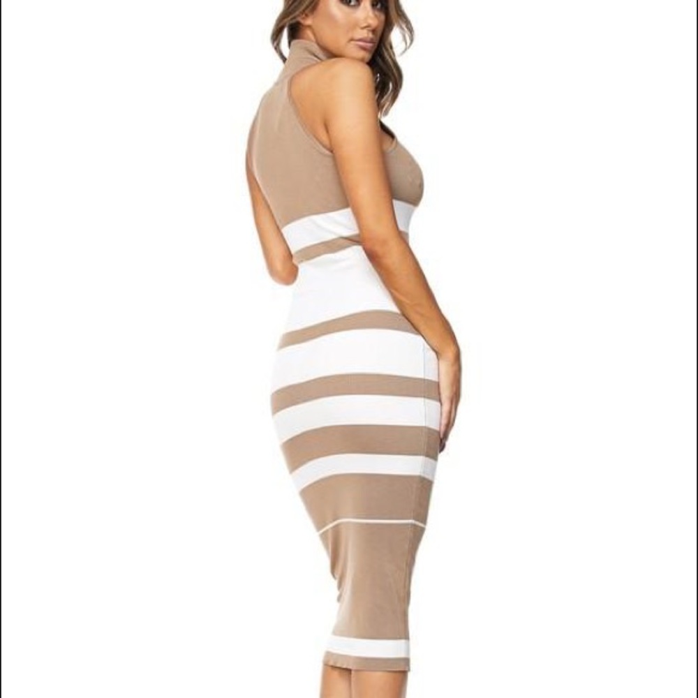 💵 Ribbed Knit Mock Neck Midi Bodycon Dress (C) - Picture 5 of 6